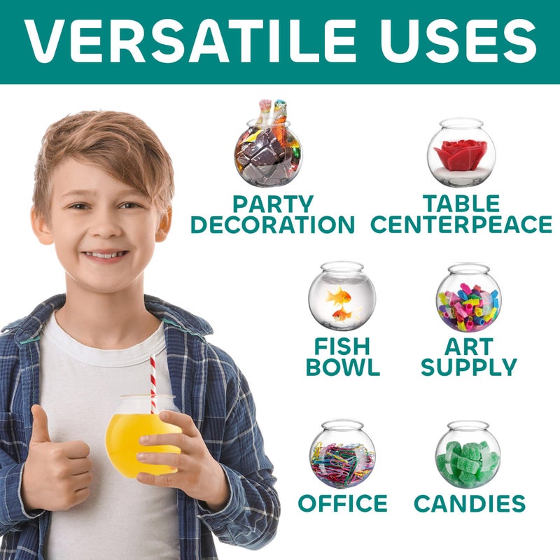JoyServe 16 Oz Plastic Fish Bowl (12 Pack) 4 Inch Heavy Duty Plastic Ivy Bowls, for Candy, Carnival Games, Prizes, Centerpieces and Party Decoration Supplies, BPA-Free - Image 3